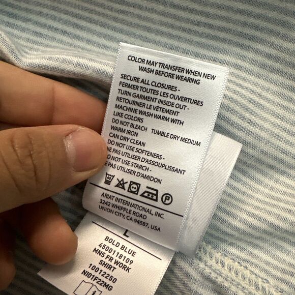 Ariat Flame Resistant FR Shirt Men XL Blue Button Up CAT 2 2112 Work Shirt - Picture 13 of 15